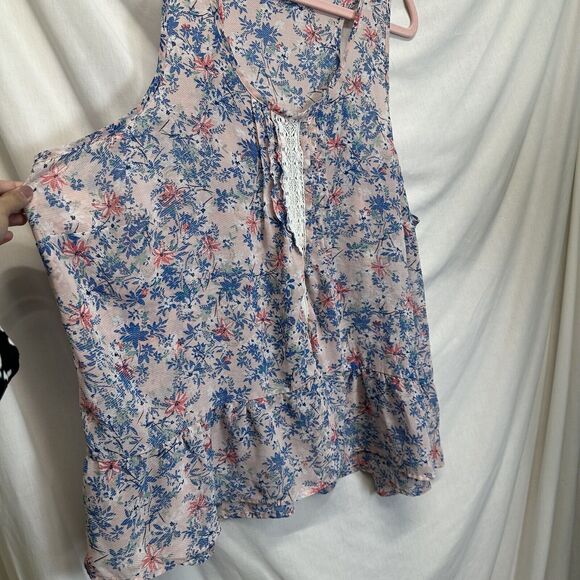 Maurices Women's 3X Multi Floral Babydoll Tank Plus Size Top Sheer Cottage Flowy - Picture 2 of 8